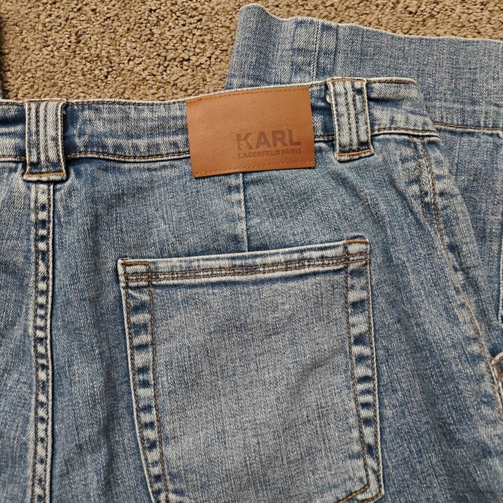 Karl Lagerfeld Paris Womens 12P Blue Wide Leg Crop Button Fly Jeans LQ5T2249 - Picture 6 of 15